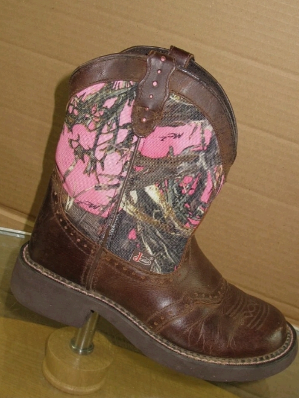 Justin Gypsy Boots Camouflage Print Leather Brown Western Boots Women's Size 7 B